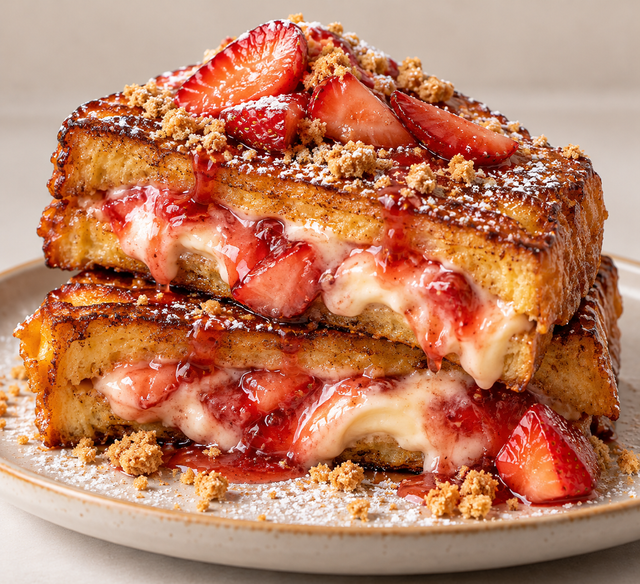 STRAWBERRY CHEESECAKE STUFFED FRENCH TOAST.